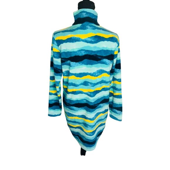 Lands End Womens Cozy Fleece Pullover Dress S/P Bright Stripe Pattern Travel - Picture 3 of 12